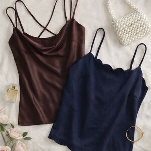 2 Camisole Bundle • Banana Republic + Ekouaer Satin • Size M